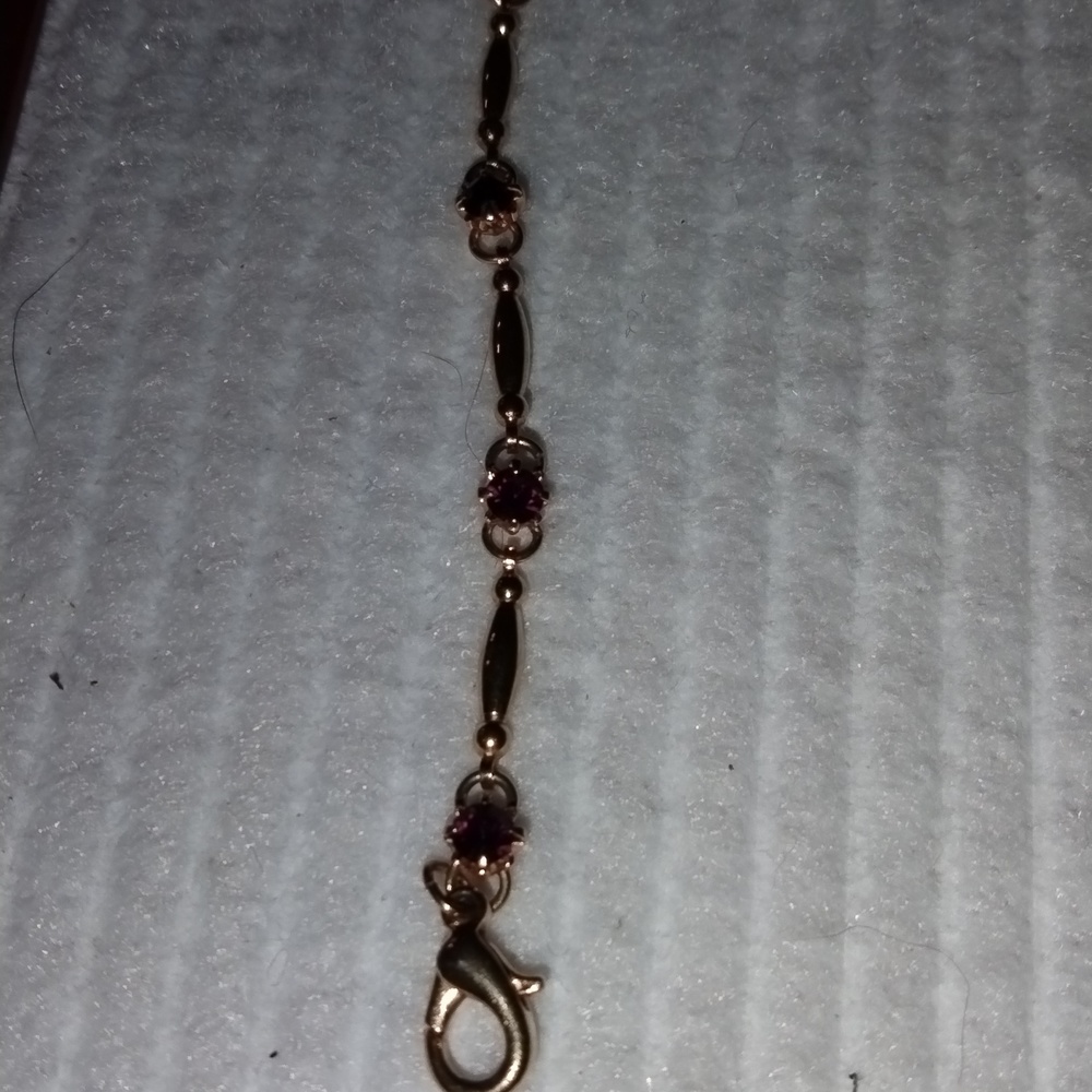 Gold Tone Amethyst Stone Bracelet